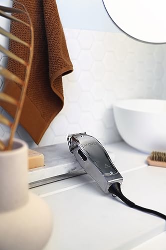 Professional Fade Master Hair Clipper, Adjustable Carbon Steel Fade Blade Clipper, Chrome, Silver Y73490