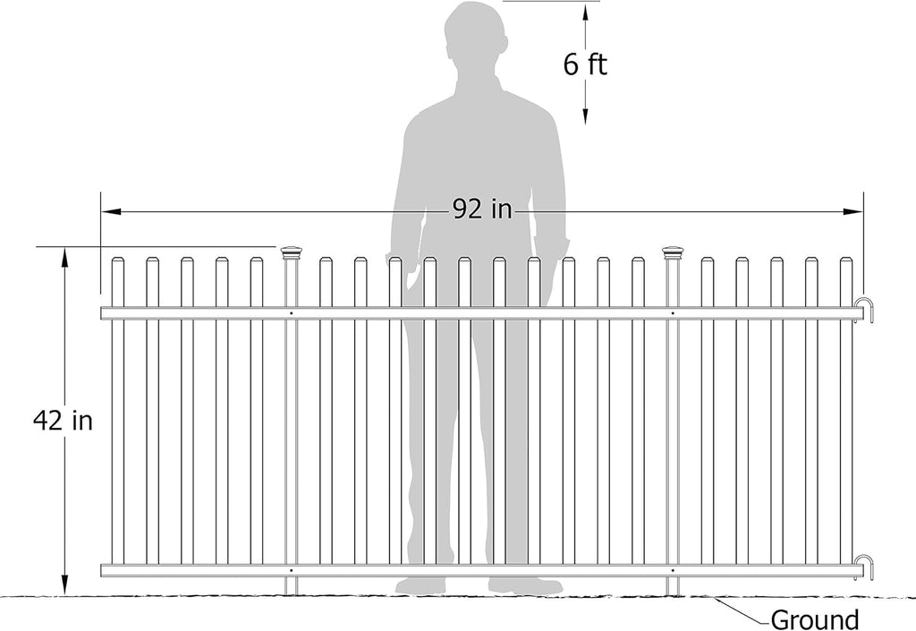 42" H x 92" W Lightweight Portable Vinyl Picket Fence Kit, 2 Panels R7030