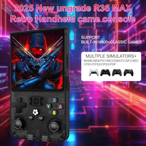Retro Handheld Game Console, 4-inch IPS Screen, 64GB TF Card, Black T735