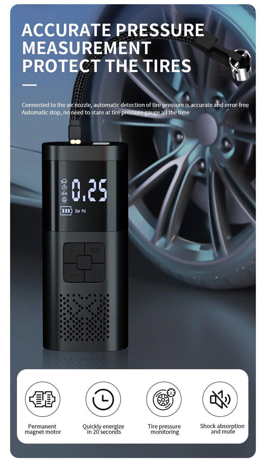 Portable 150PSI Digital Electric Tire Inflator Air Pump Z4563