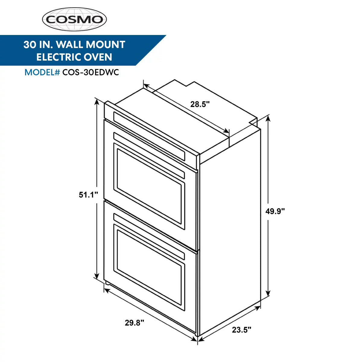 30" Double Wall Oven in Stainless Steel with True European Convection X5860