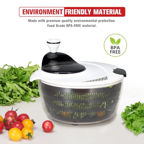 Large 4.2 Quart Salad Spinner with Bowl Rotary Handle (Black) A821