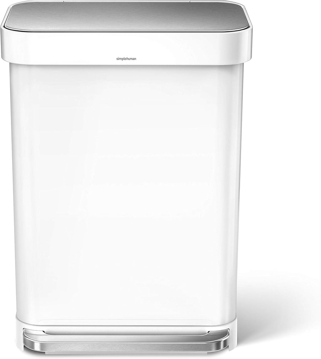 55 Liter White Stainless Steel Kitchen Step Trash Can F5805