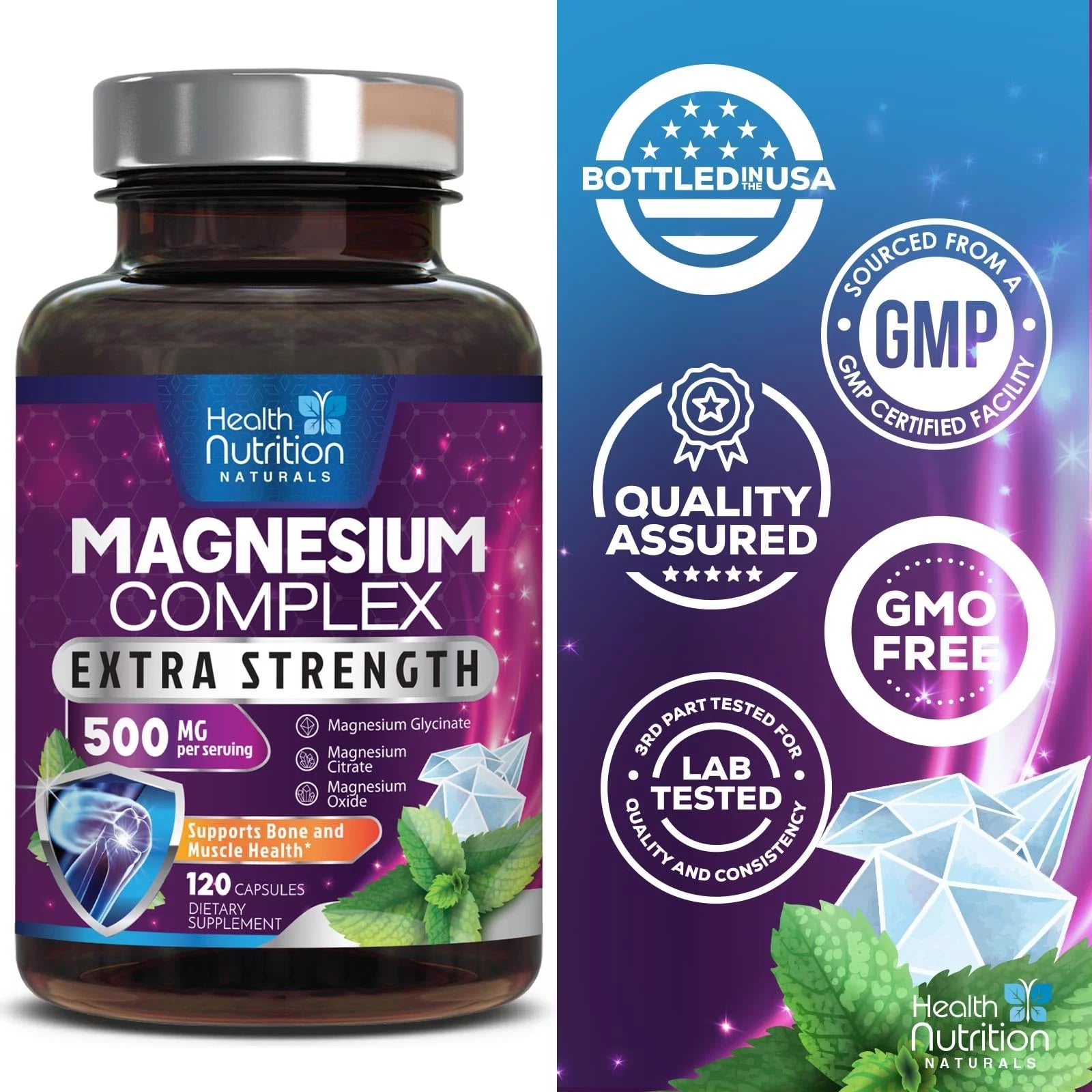 Magnesium Complex 500mg Chelated Magnesium Capsules, 120 Capsules S434859