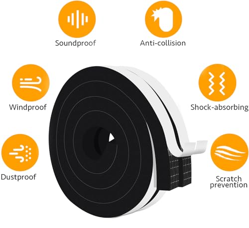 Strong Adhesive Foam Weather Stripping Door Seal Strip Insulation Tape (1 in x 1/4 in x 33 Ft) G301