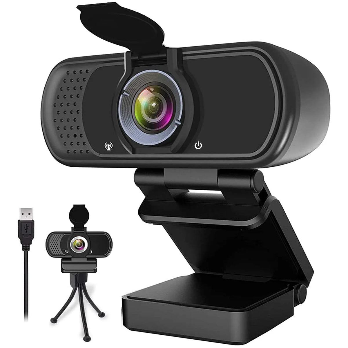 1080P Webcam with Microphone and Tripod Stand, Black A419185