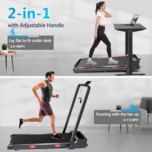 3 in 1 Walking Pad Treadmill with Handle Bar & Incline, 300 lb Capacity, 2.5HP O1347