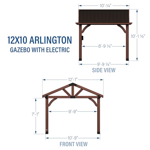 16 ft. x 12 ft. Cedar Wood Gazebo with Thermal Insulated Steel Roof M1147