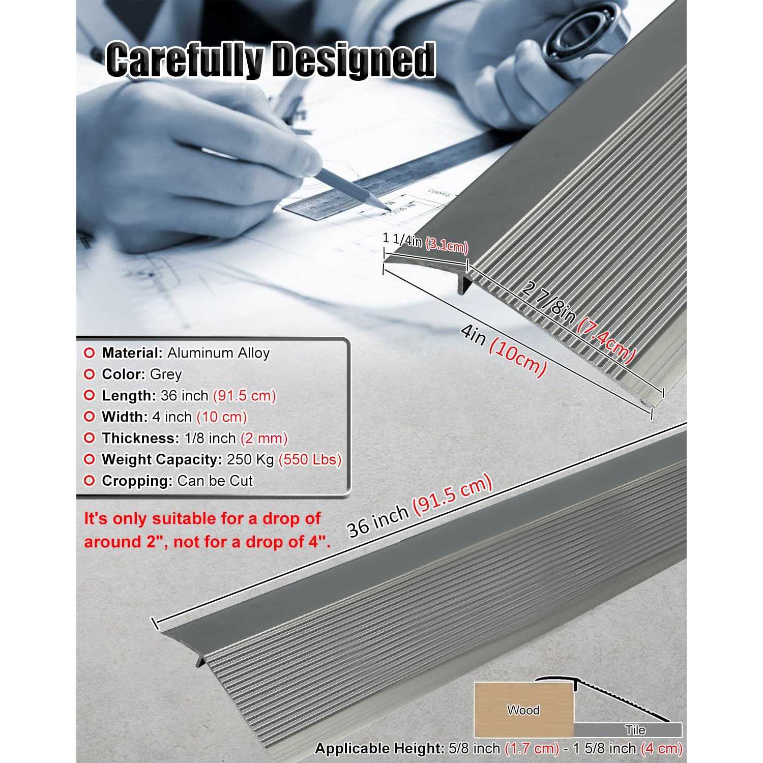 4 inch Aluminum Floor Transition Strip Threshold Ramp U7235
