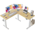 White L Shaped Electric Height Adjustable Desk T85328