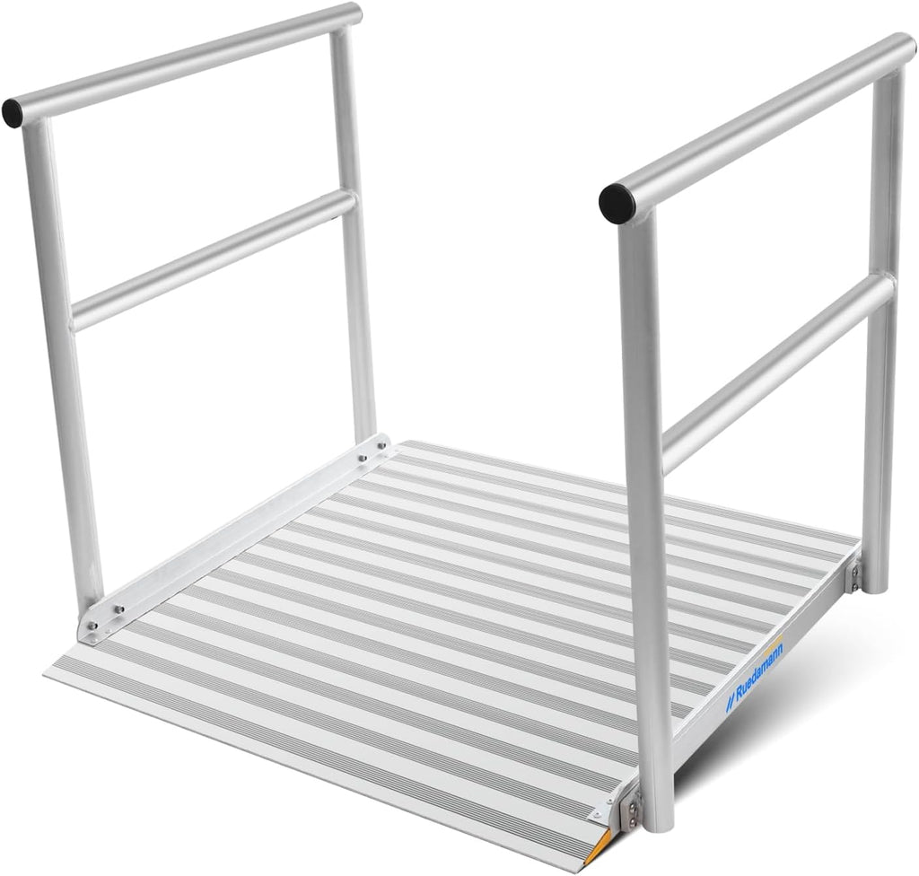 Aluminum Wheelchair Ramp with Handrails, 600 Lbs Capacity, Non-Slip U3504