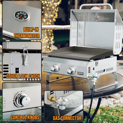 2-Burner Tabletop Propane Gas Griddle, Stainless Steel U62037