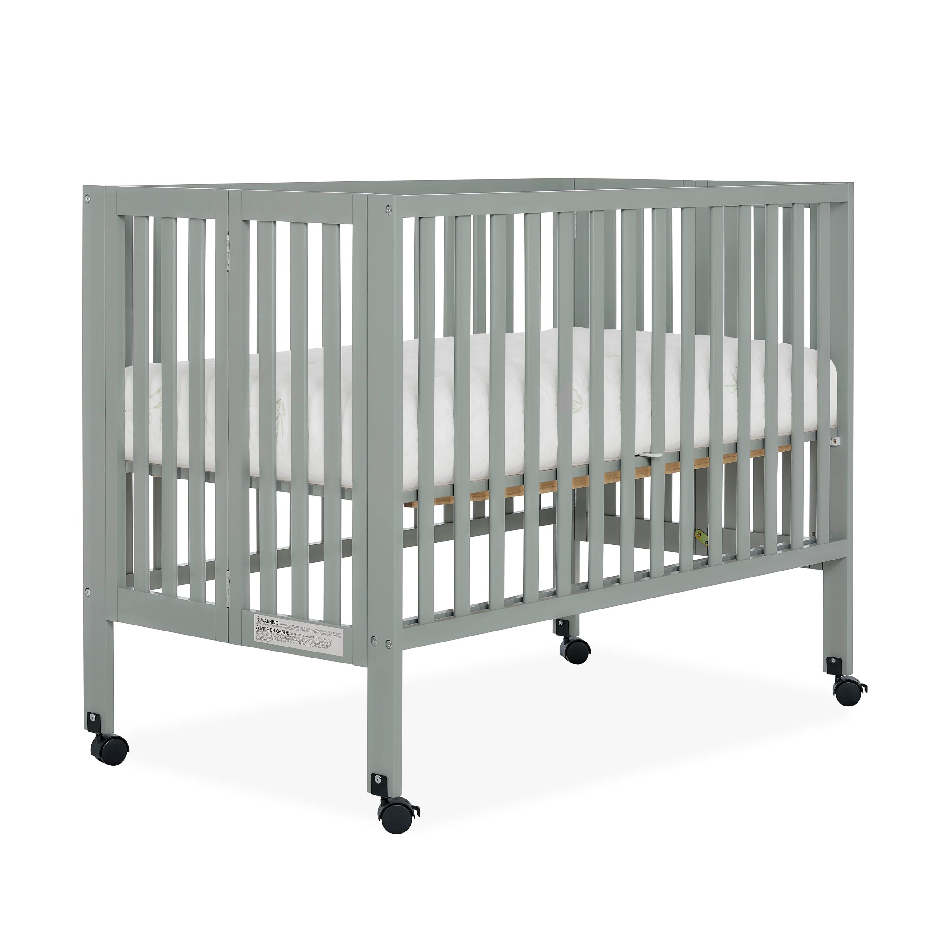 Cool Grey Full-Size Folding Crib F59181