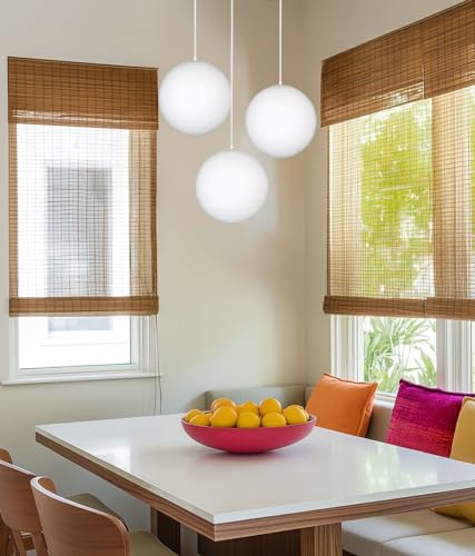 14" Mid-Century Modern Hanging Orb Pendant Light with Smooth Matte White Frosted Diffuser, Cool Brass Finish H308845
