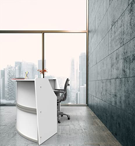 Curved Modern Office Desk, 124" x 49", Mocha X764