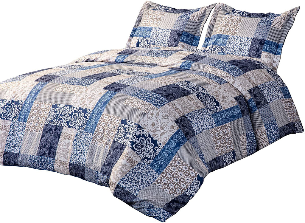 Navy Blue 3-Piece Printed Comforter Set D6355