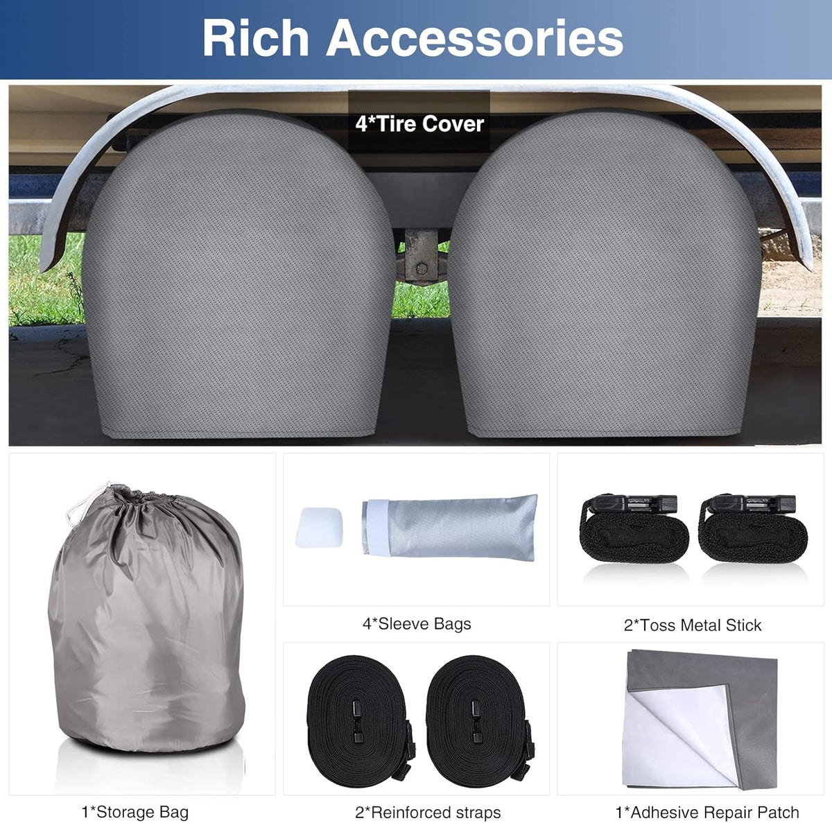 RV Cover for 26' - 29' RV Camper Motorhome with 4 Tire Covers C916465