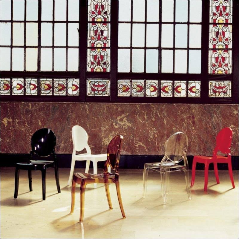Glossy Red Polycarbonate Dining Chair Q8057
