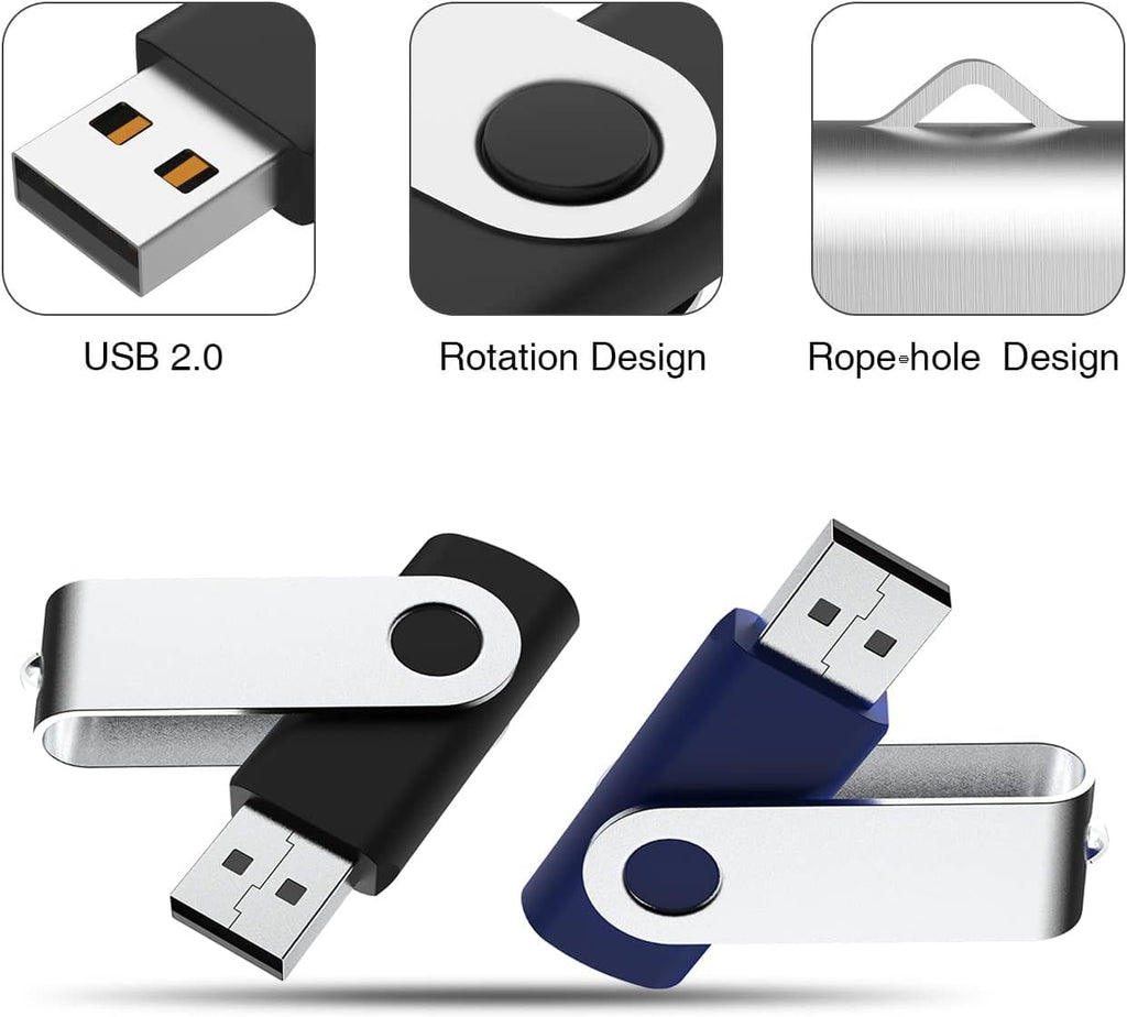 64GB USB 2.0 Flash Drive 10 Pack (Black, Blue) Q729