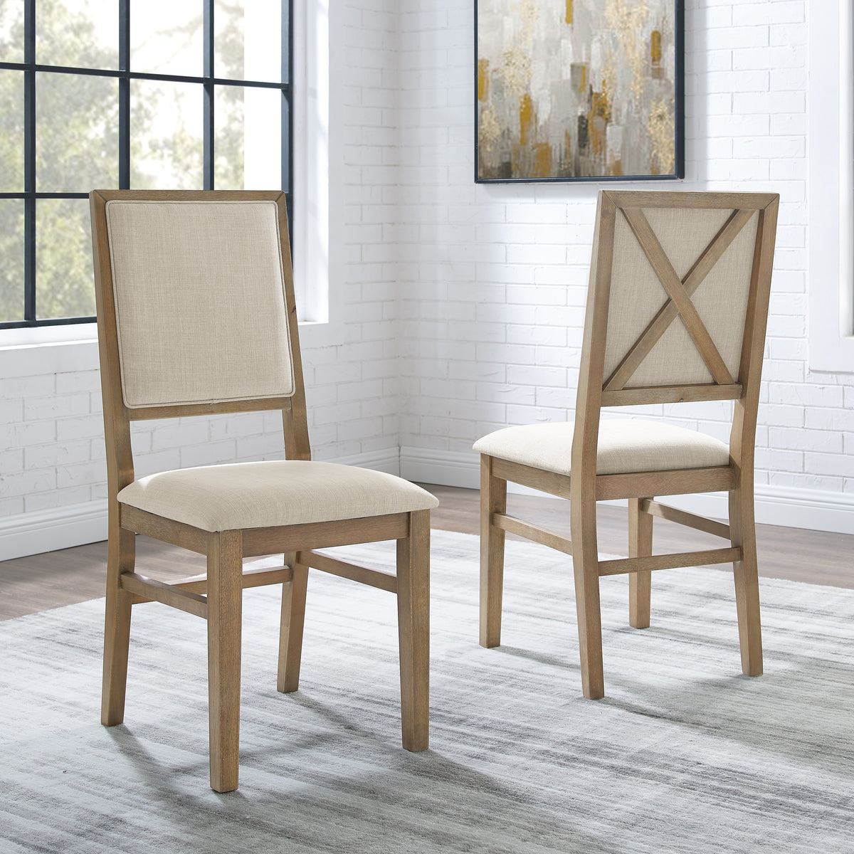 Brown Wood Upholstered Back Chair Set of 2 Z66954