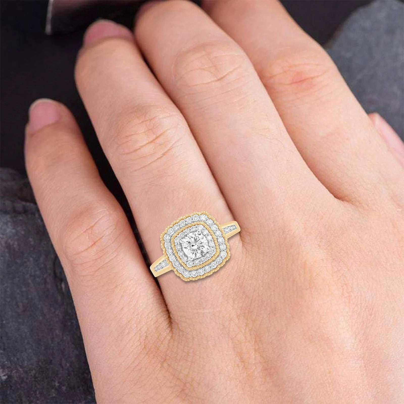 14KT Solid Yellow Gold Lab Grown Diamond Ladies Engagement Ring I33403