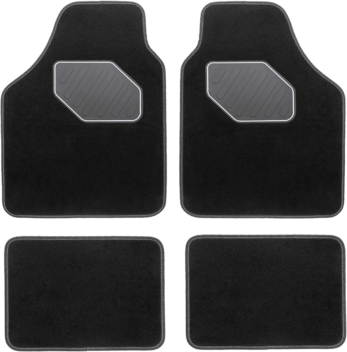 4-Piece Heavy Duty Car Floor Mats with Heel Pad (Black and Blue) A908559