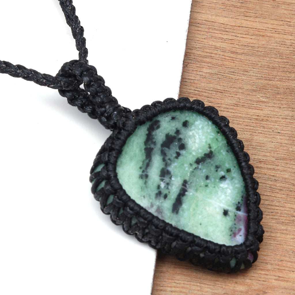 Ruby Zoisite Macrame Gemstone Necklace D7545