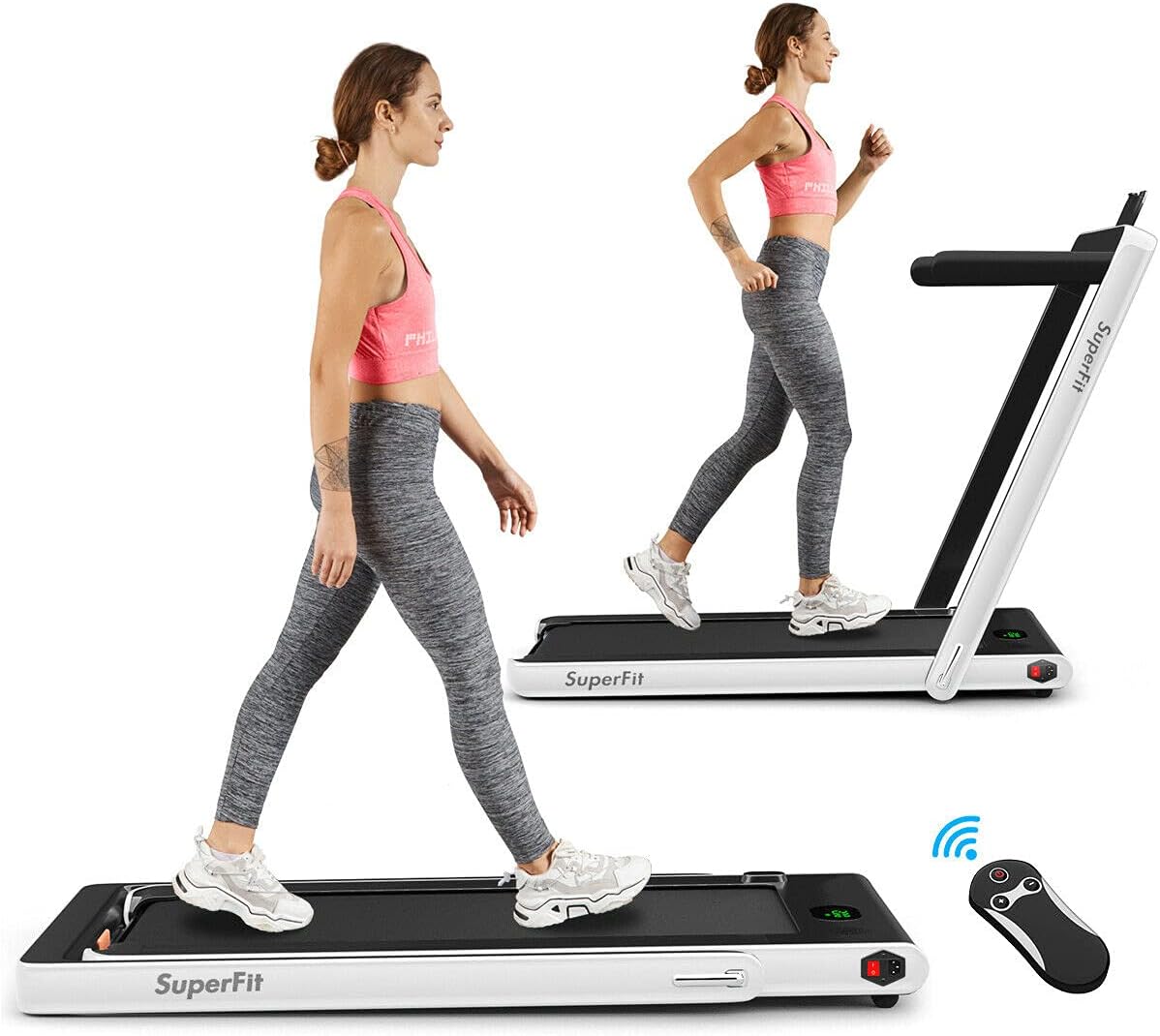 2 in 1 Folding Treadmill with Bluetooth Speaker and LED Display I489