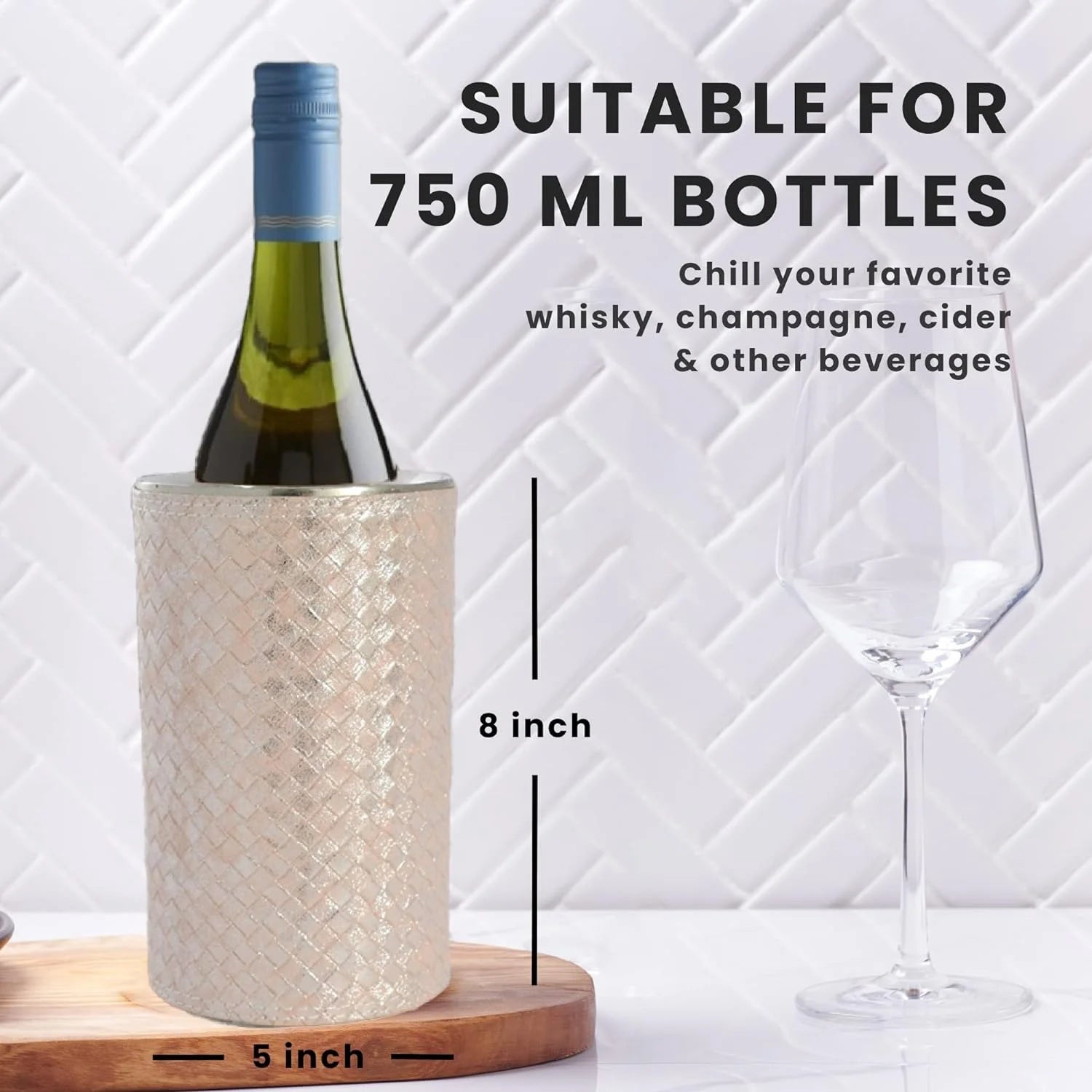 Wine Chiller Bucket, Double Wall Stainless Steel, 1.6 Qt Z746852
