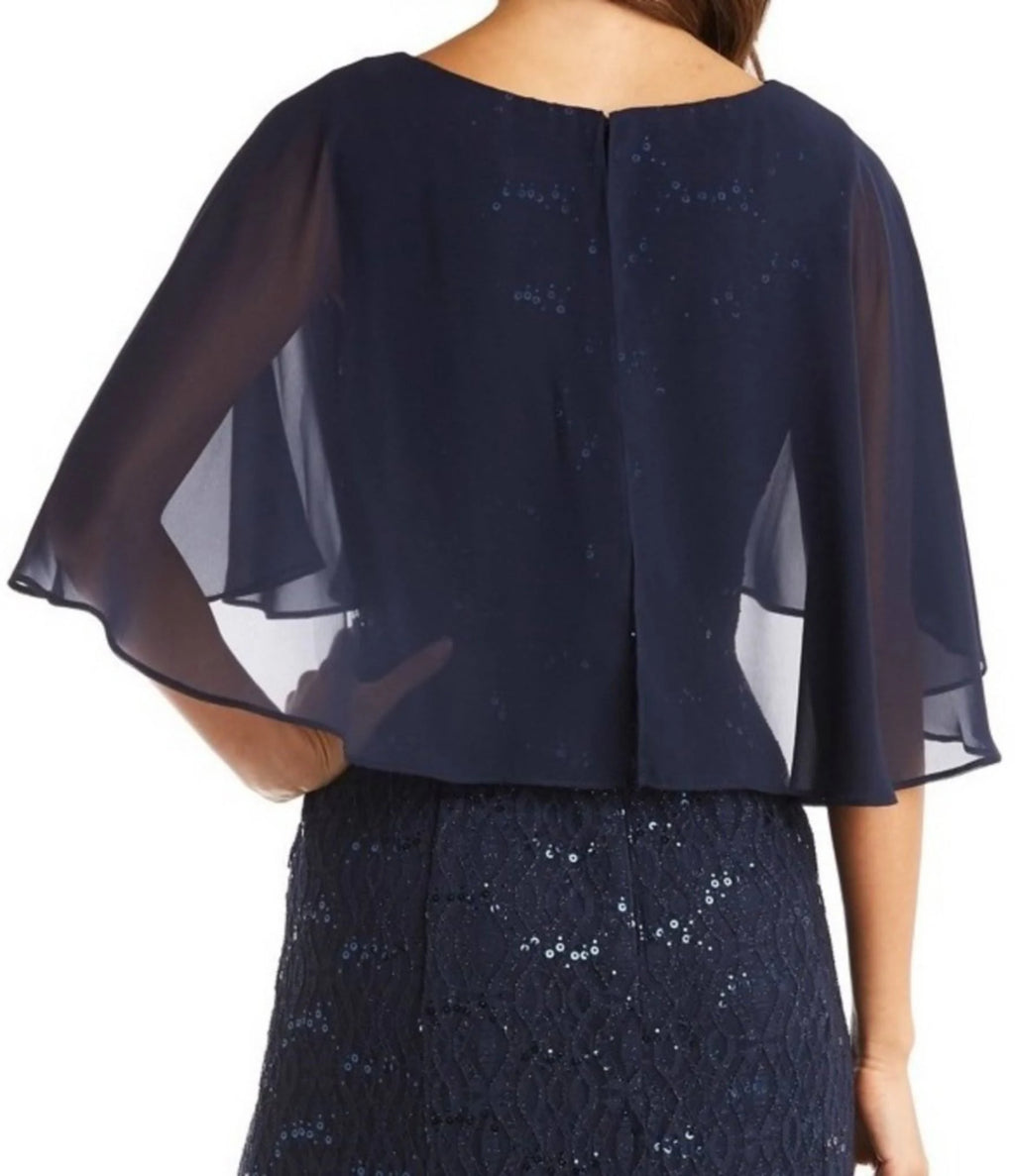 Black Embellished Lace Capelet Gown L147