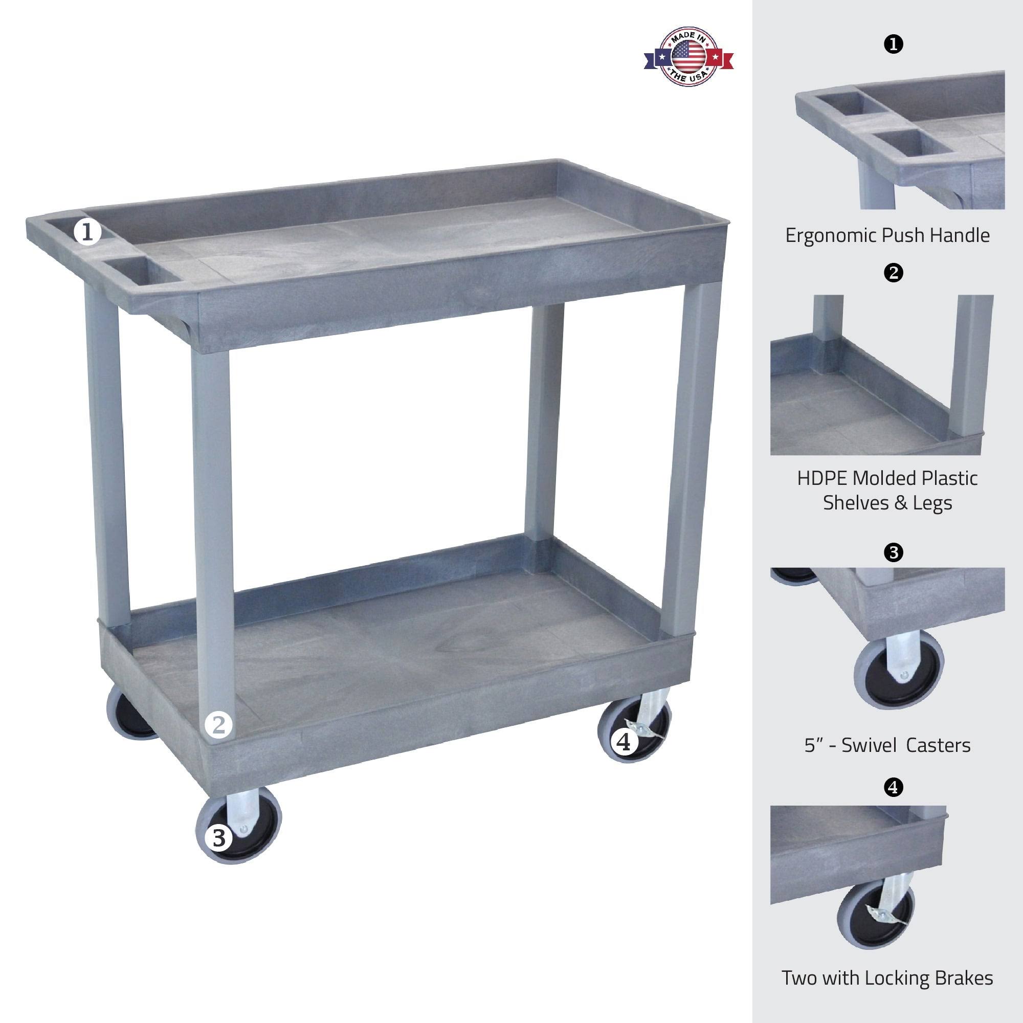 2 Tub Shelf Cart Gray N4983