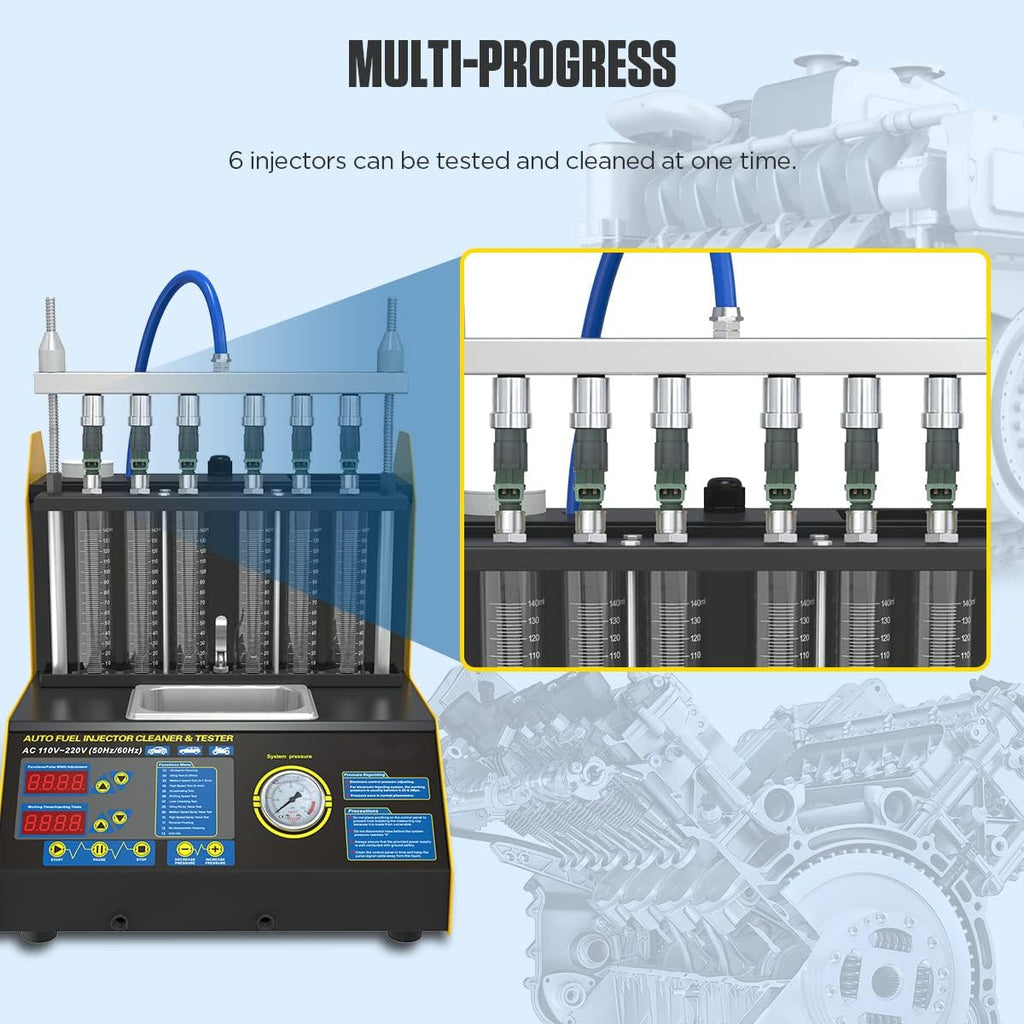 6 Cylinder Ultrasonic Fuel Injector Cleaner and Tester 110V/220V V924315