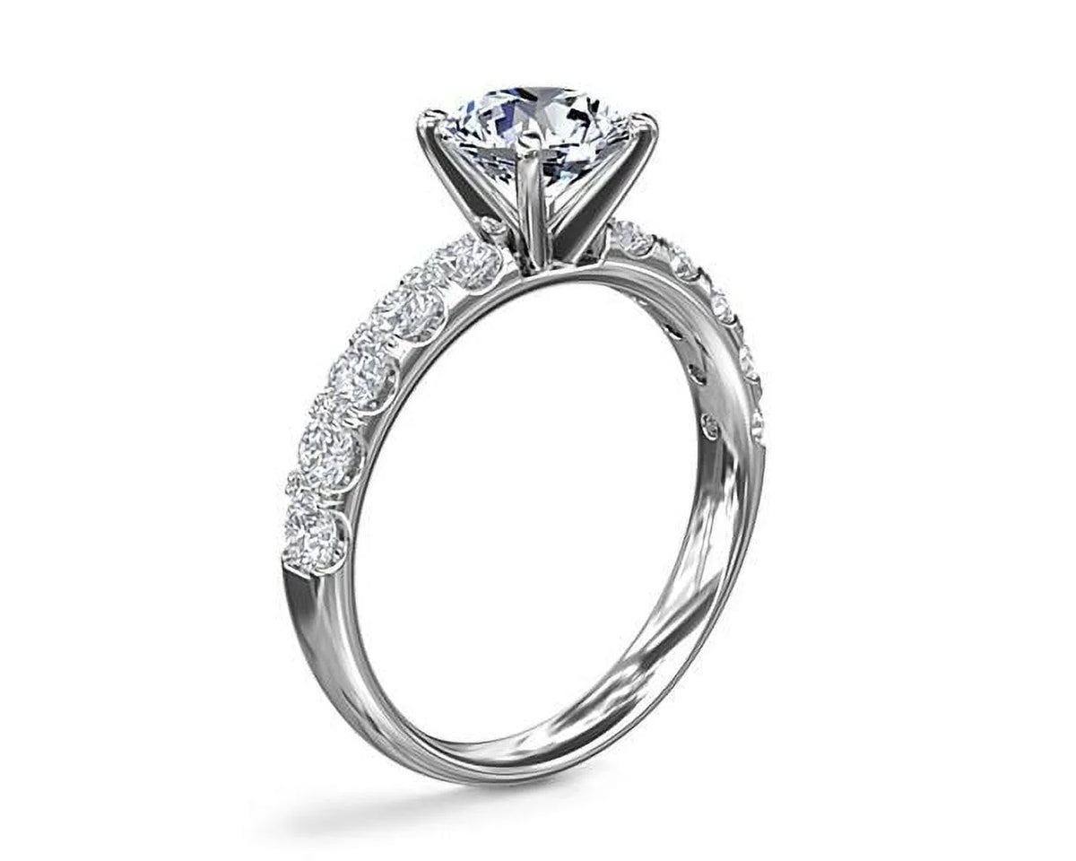 14K White Gold Solitaire Ring with Accents V536