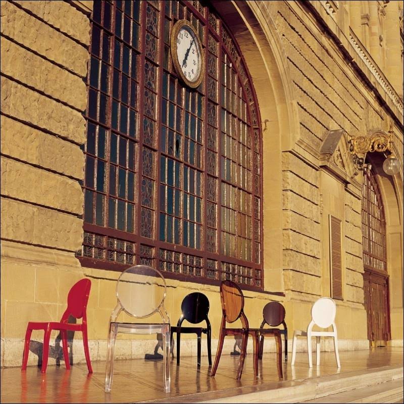 Glossy Red Polycarbonate Dining Chair Q8057