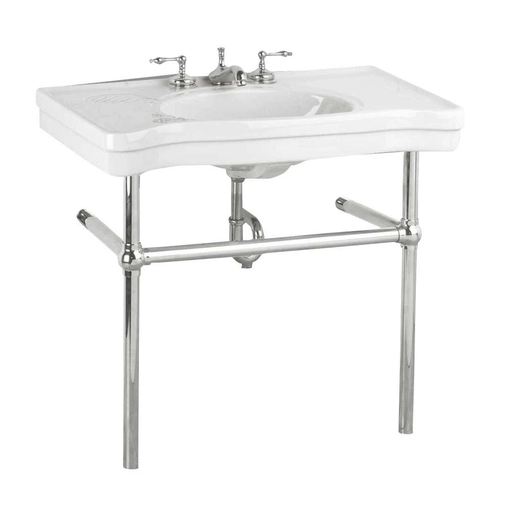 White Console Sink with Chrome Bistro Legs D9943