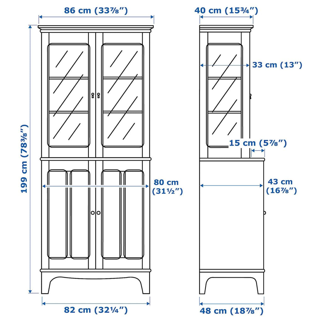 Light Beige Cabinet with Glass Doors T480