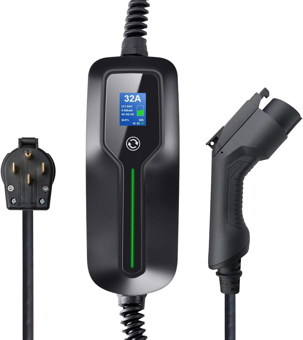 Level 2 EV Charger, 220V 32 Amp 7.68kW, Type 1 & NEMA 14-50 Plug, 25ft Cable H942