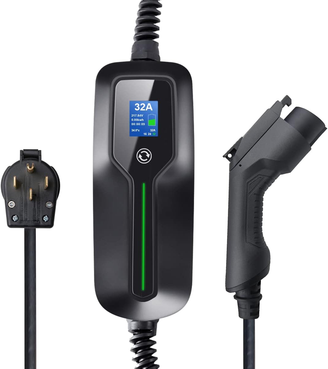 Level 2 EV Charger, 220V 32 Amp 7.68kW, Type 1 & NEMA 14-50 Plug, 25ft Cable H942