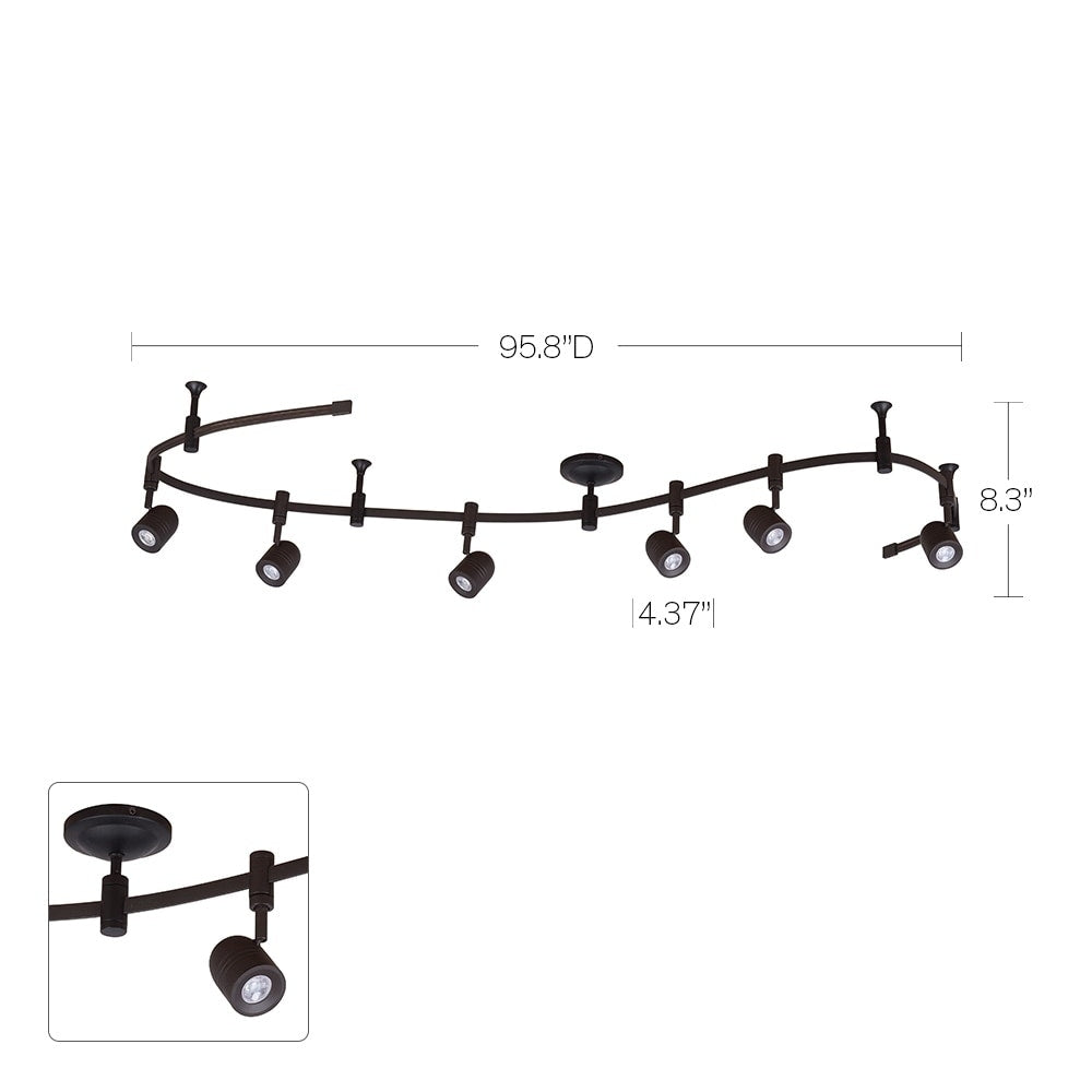 6-Light LED Flex Track, 96" Oil Bronzed L320033