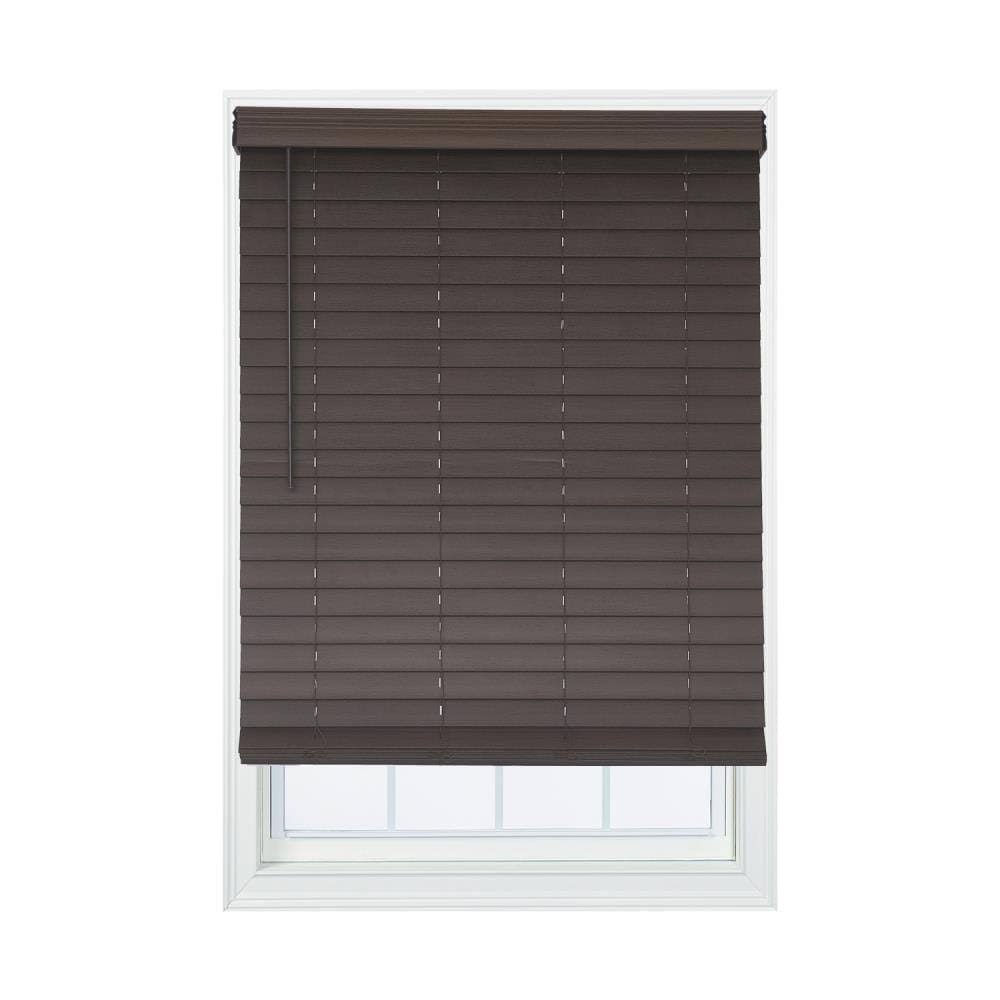 Cordless Brown Faux Wood Room Darkening Horizontal Blinds I183896
