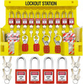 14 Key Padlocks with Numbers, 4 Lockout Hasps, 40 Lockout Tags, 20 Nylon Cable Lockout Tagout Station O7788