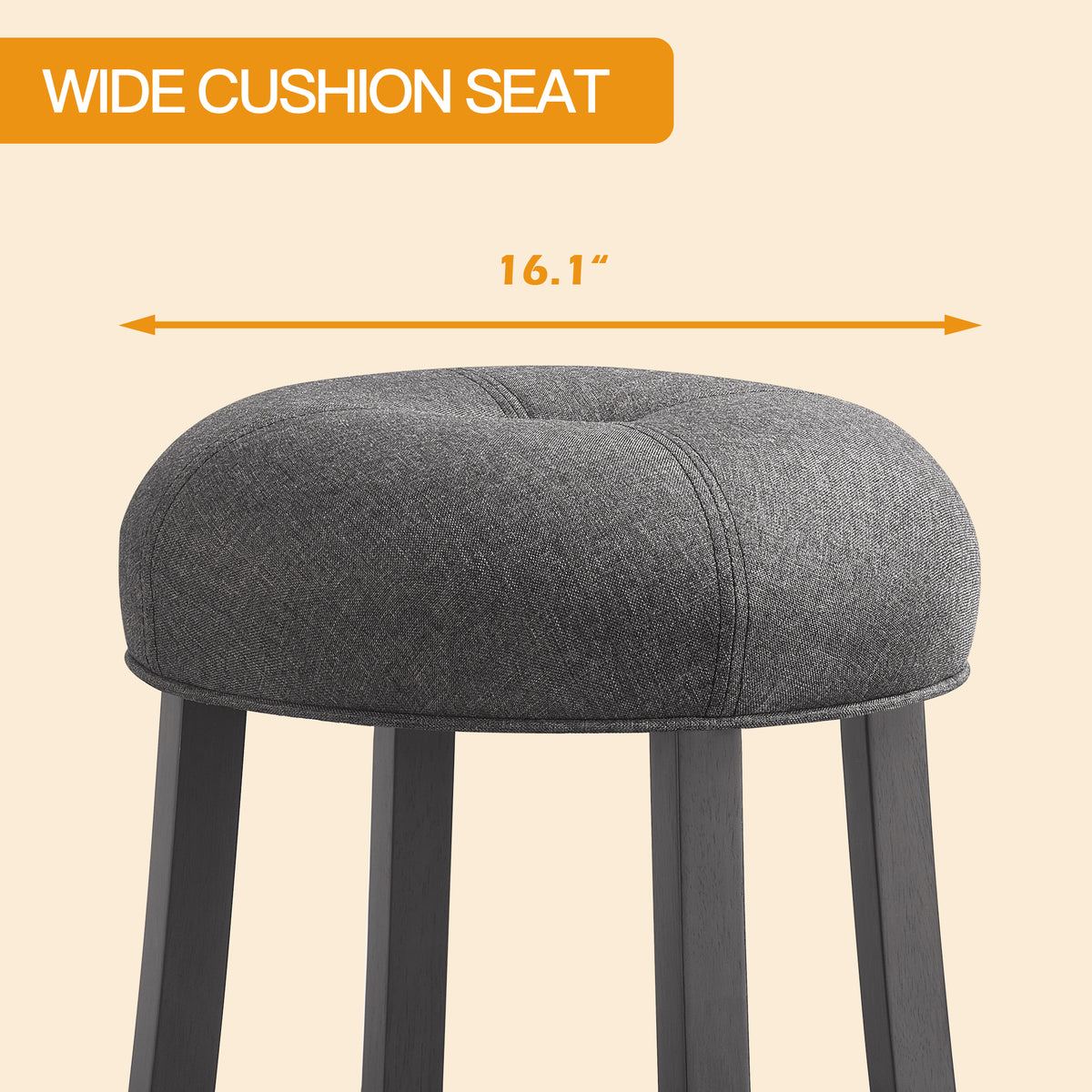 Grey Upholstered Counter Height Bar Stools Set of 2 D974