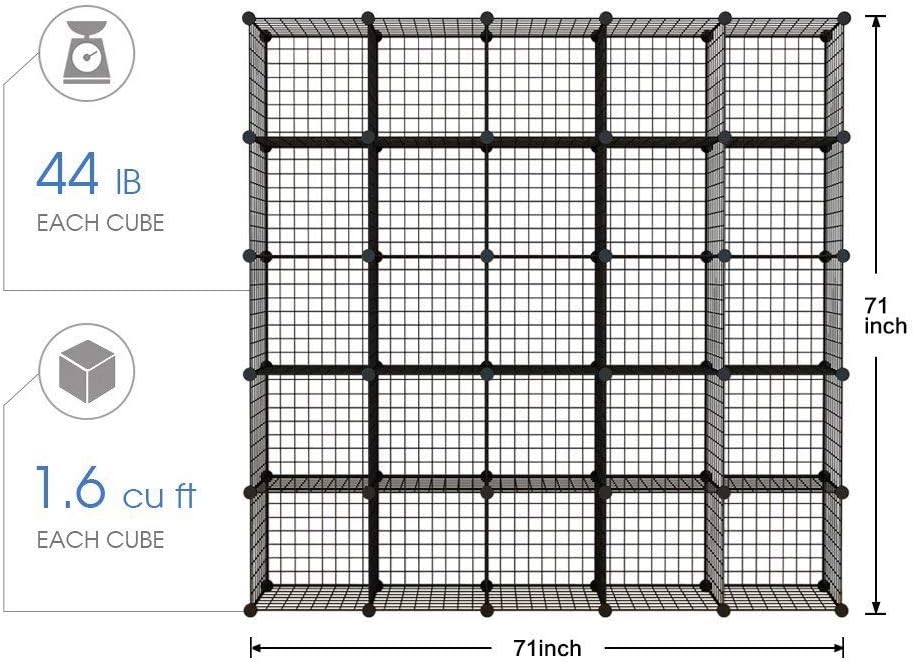 14x14 Wire Cube Storage, 25-Cube Modular Shelving Unit T628
