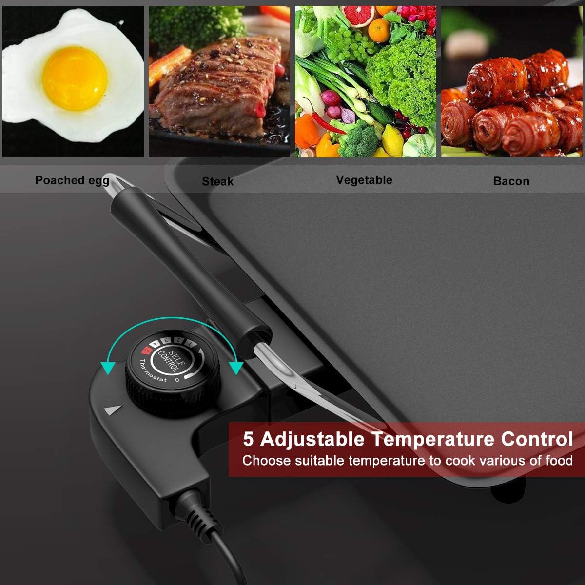 35 Electric Nonstick Extra Large Griddle Grill with Adjustable Temperature & Drip Tray J298909