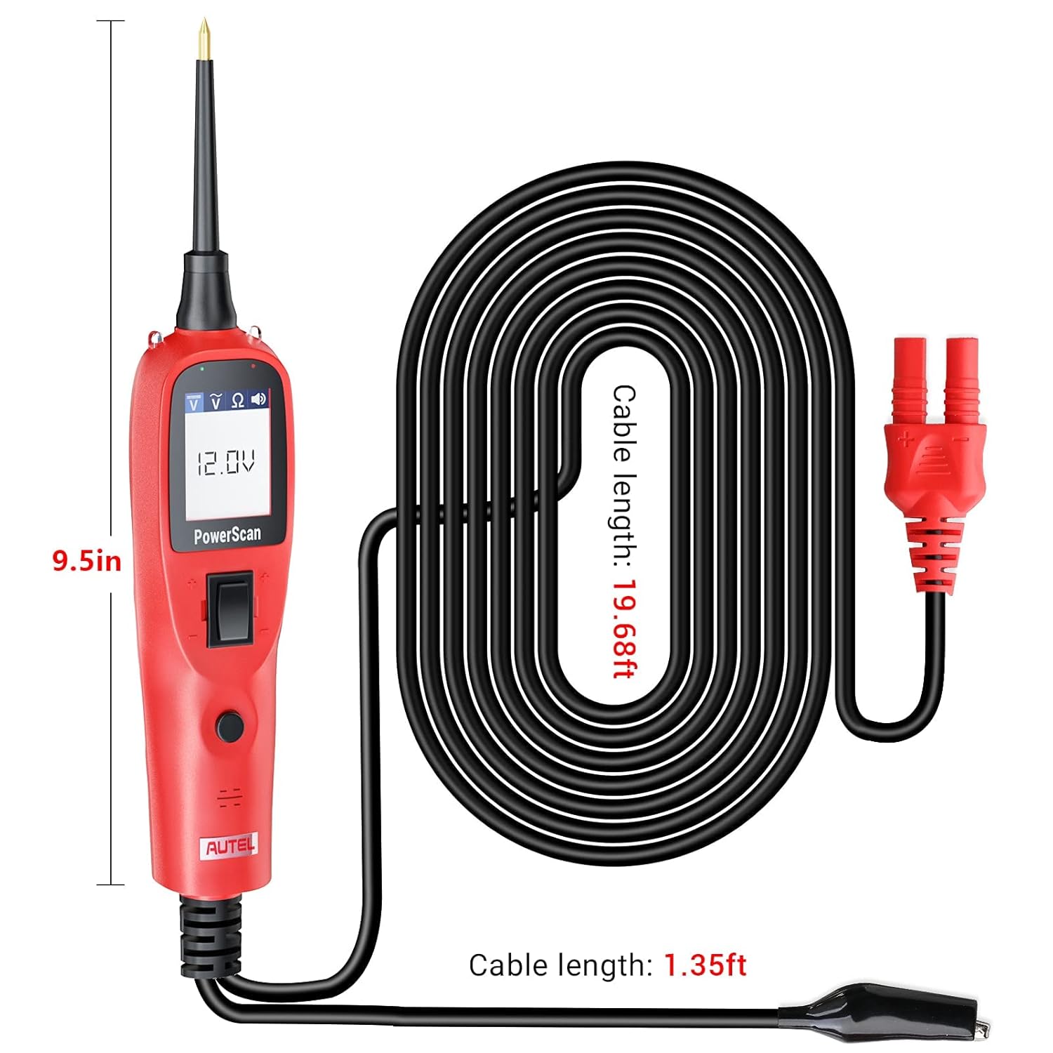 Red Automotive Circuit Tester Digital Voltmeter S976