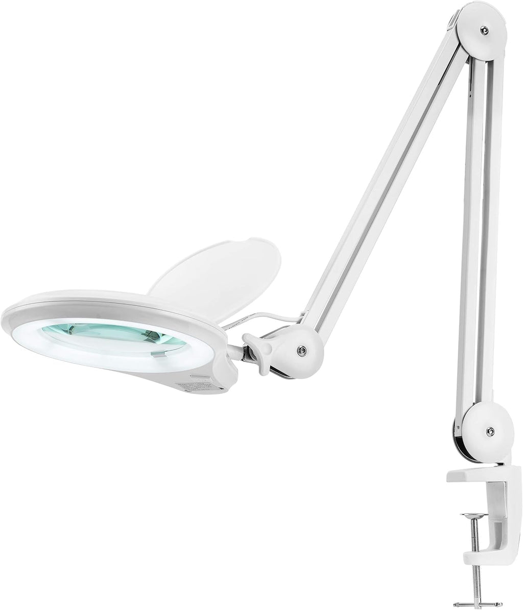 Gray 5 Inches Diameter Lens LED Magnifying Lamp with Clamp A917