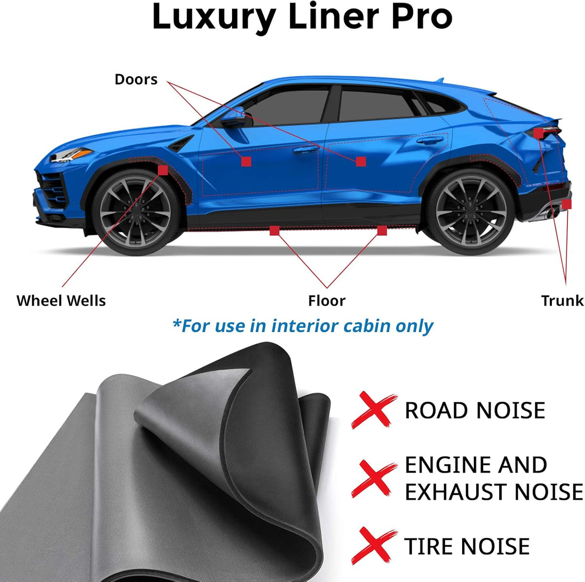 2 in 1 Sound Insulation for Cars Mass Loaded Vinyl and Closed Cell Foam B8790