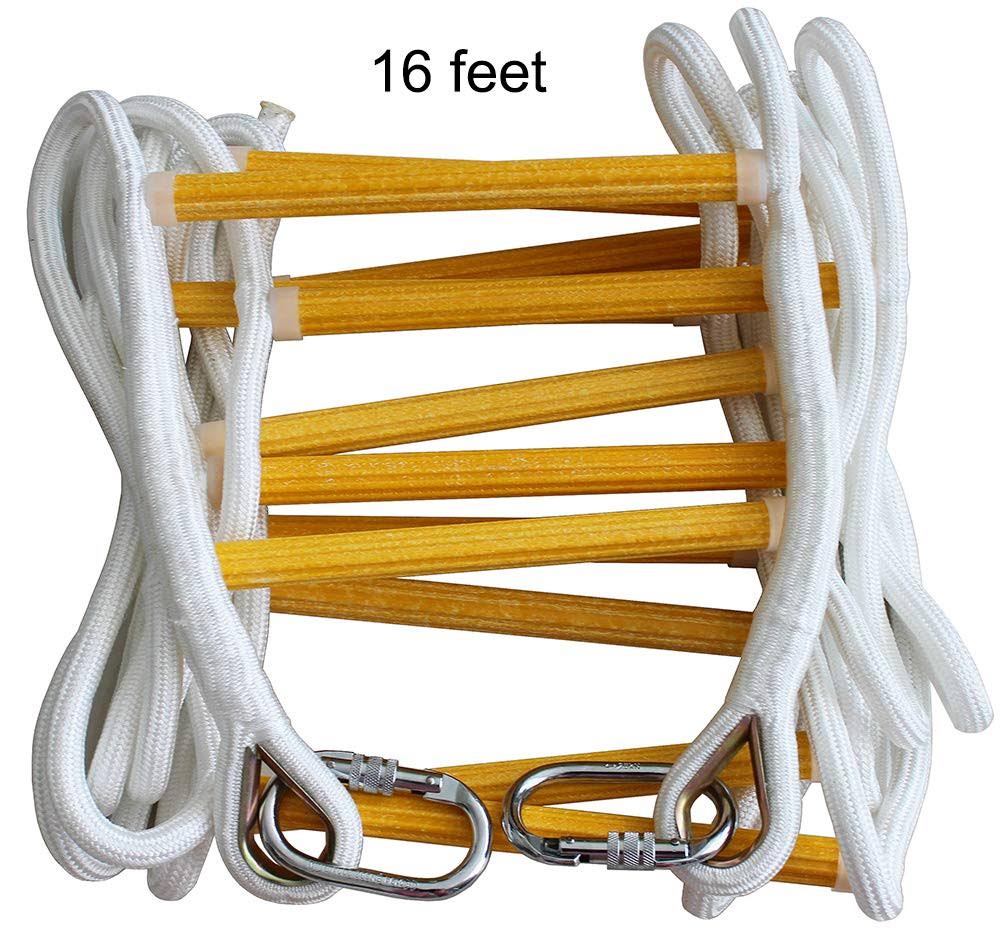 16 ft Flame Resistant Fire Escape Rope Ladder with Hooks Q22926