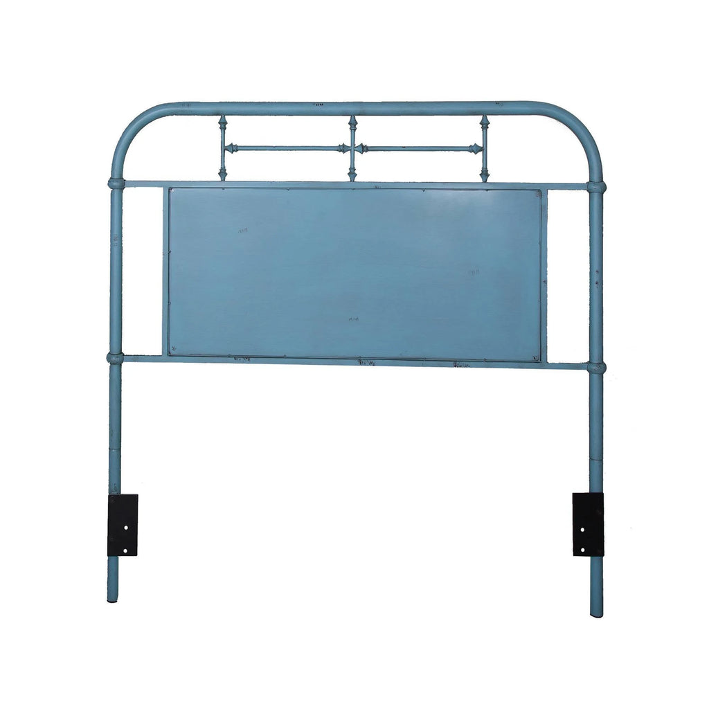 Distressed Blue Full Metal Headboard B29577