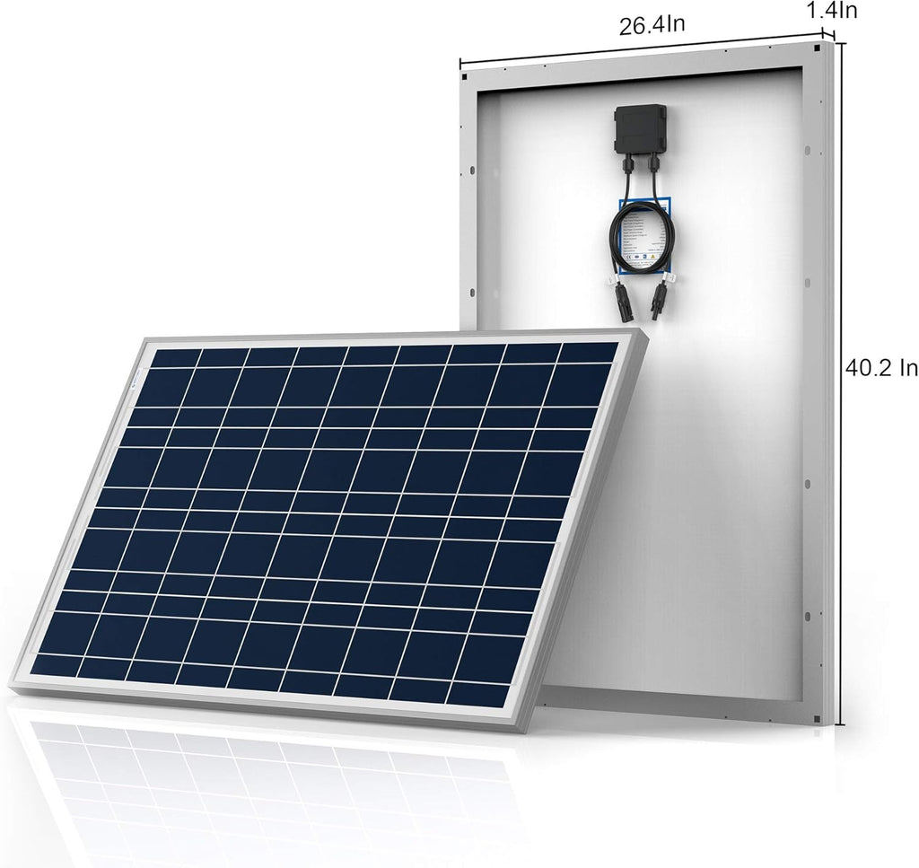 200W 12/24V Polycrystalline Off-Grid Solar Panel Kit with 2PCs 100W Rigid Panels, 20A PWM Controller, Z-Brackets, Y Connectors, Solar Cables, Cable Entry Housing E1950